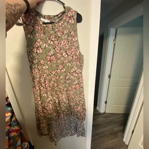 Maurices Plus Size 0 Floral Olive Green High Low Tank.